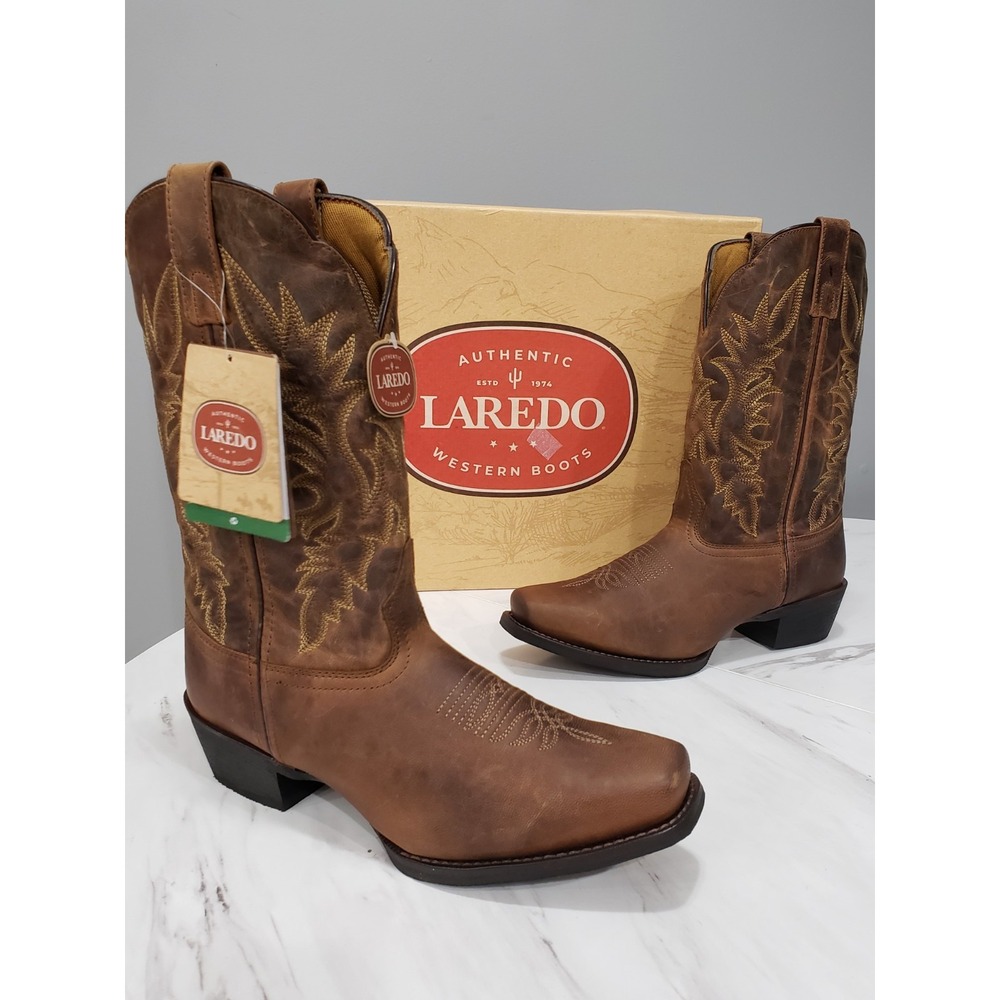 NEW SIZE 10 Laredo Malinda Distressed Embroidered Square Toe Cowboy BOOT COWGIRL